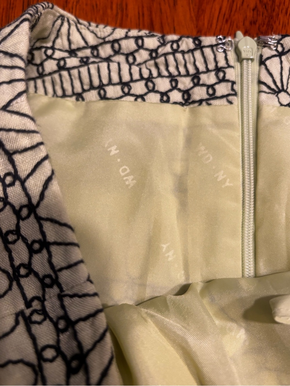 Green and Black embroidered skirt.  A line - Picture 4 of 5